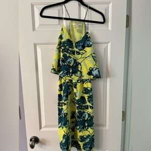 Floral Yellow and Teal Dress